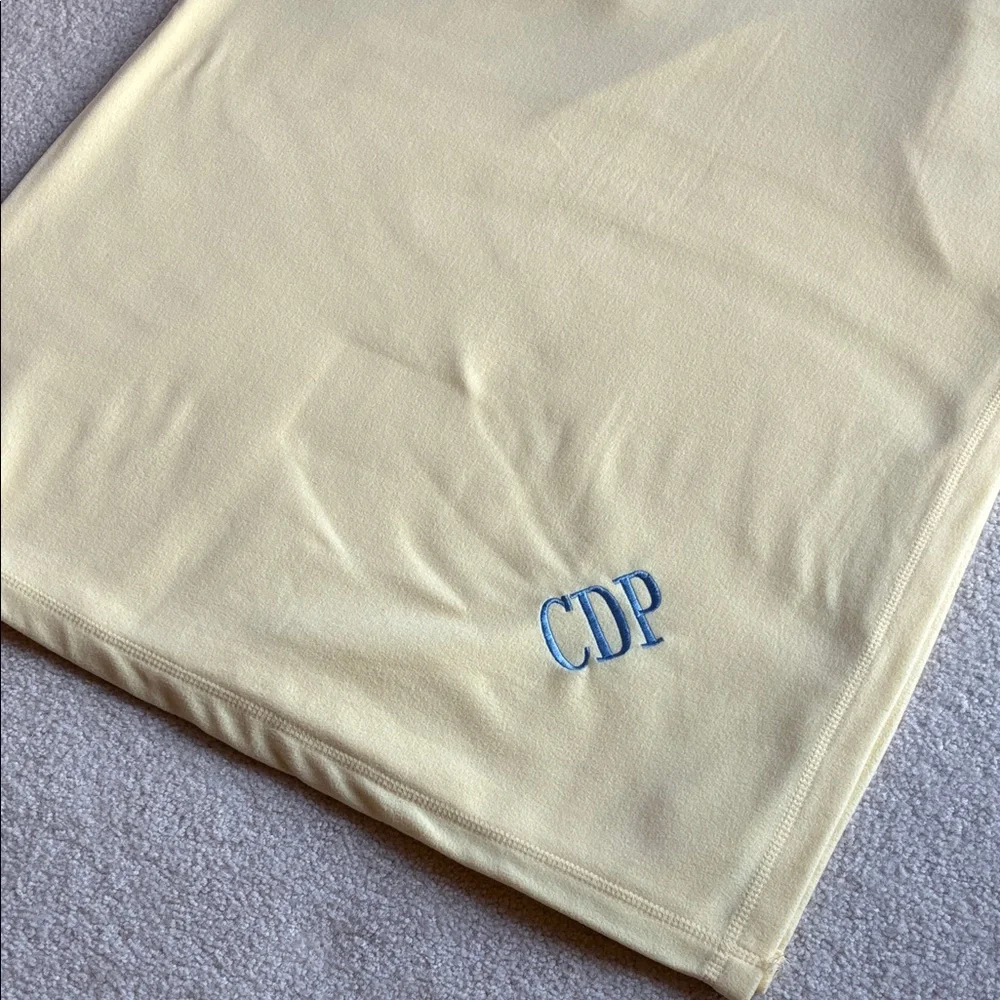 Butter Yellow Fleece Throw with Blue Monogram